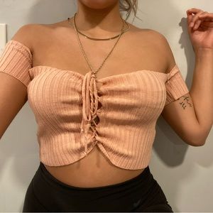 size small salmon colored crop top